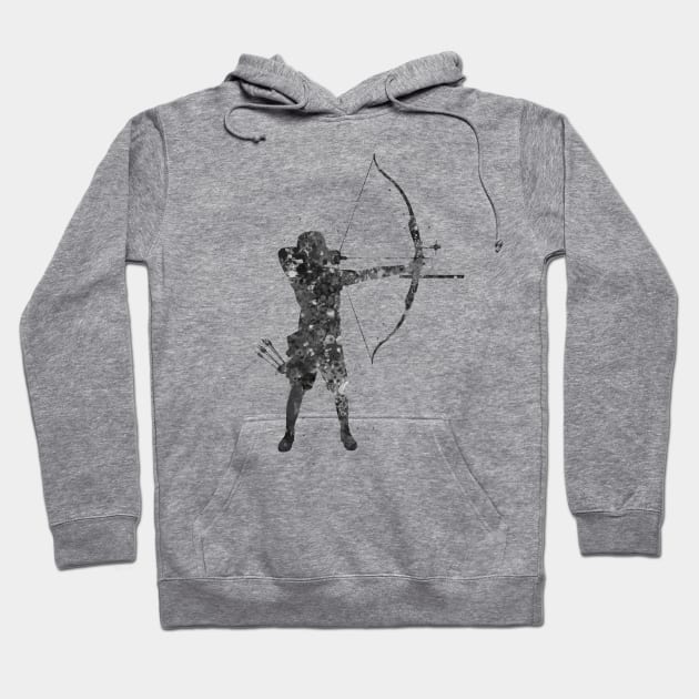 Archery man black and white Hoodie by Yahya Art